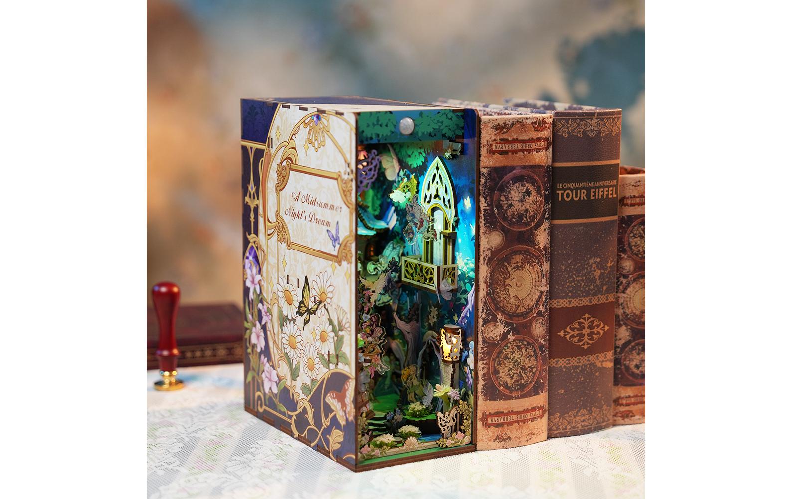 Bausatz Book Nook A Midsummer Night's Dream3D-Modell aus lasergeschnittenen Holzteilen