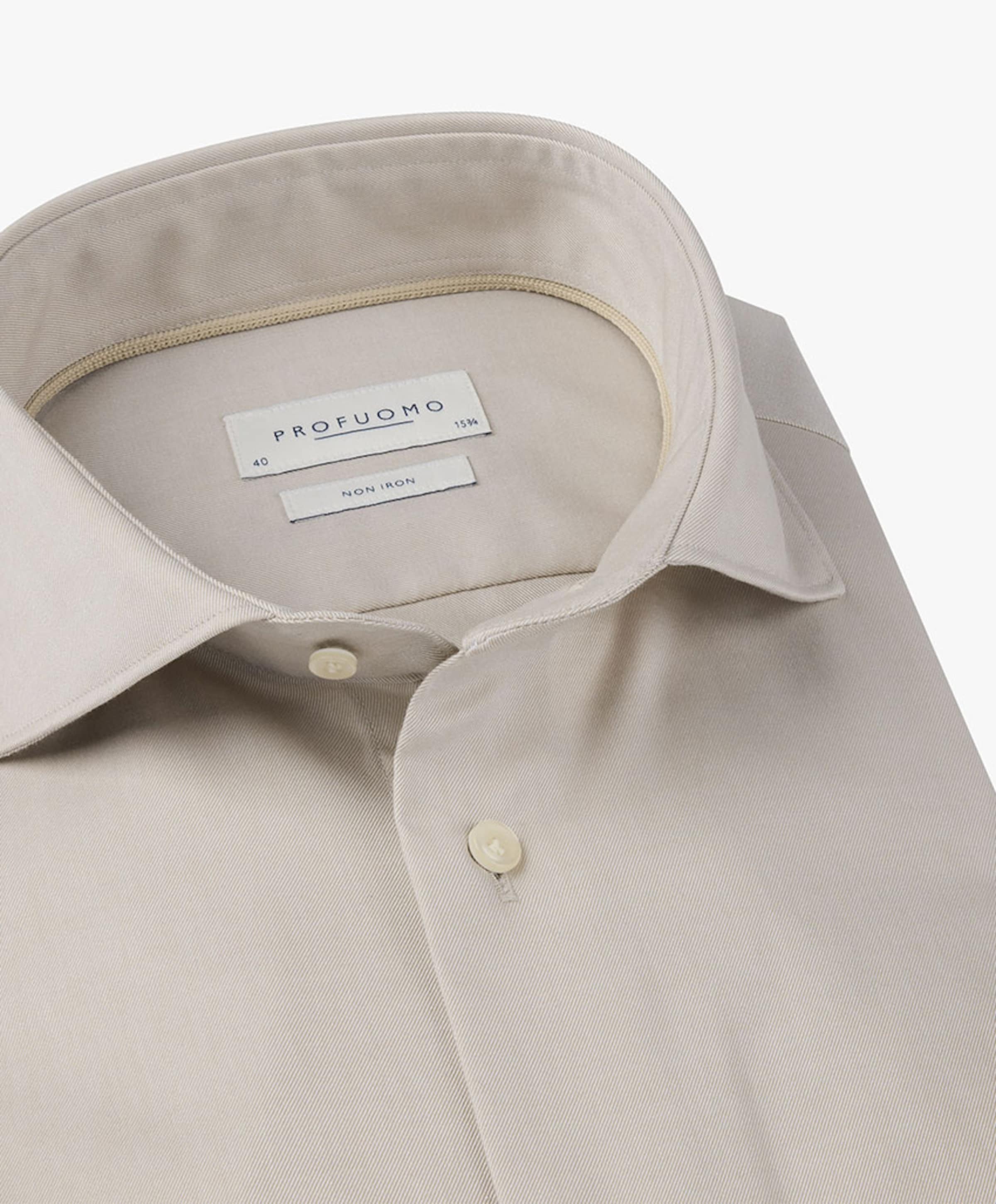 Profuomo Heren overhemd lange mouw beige