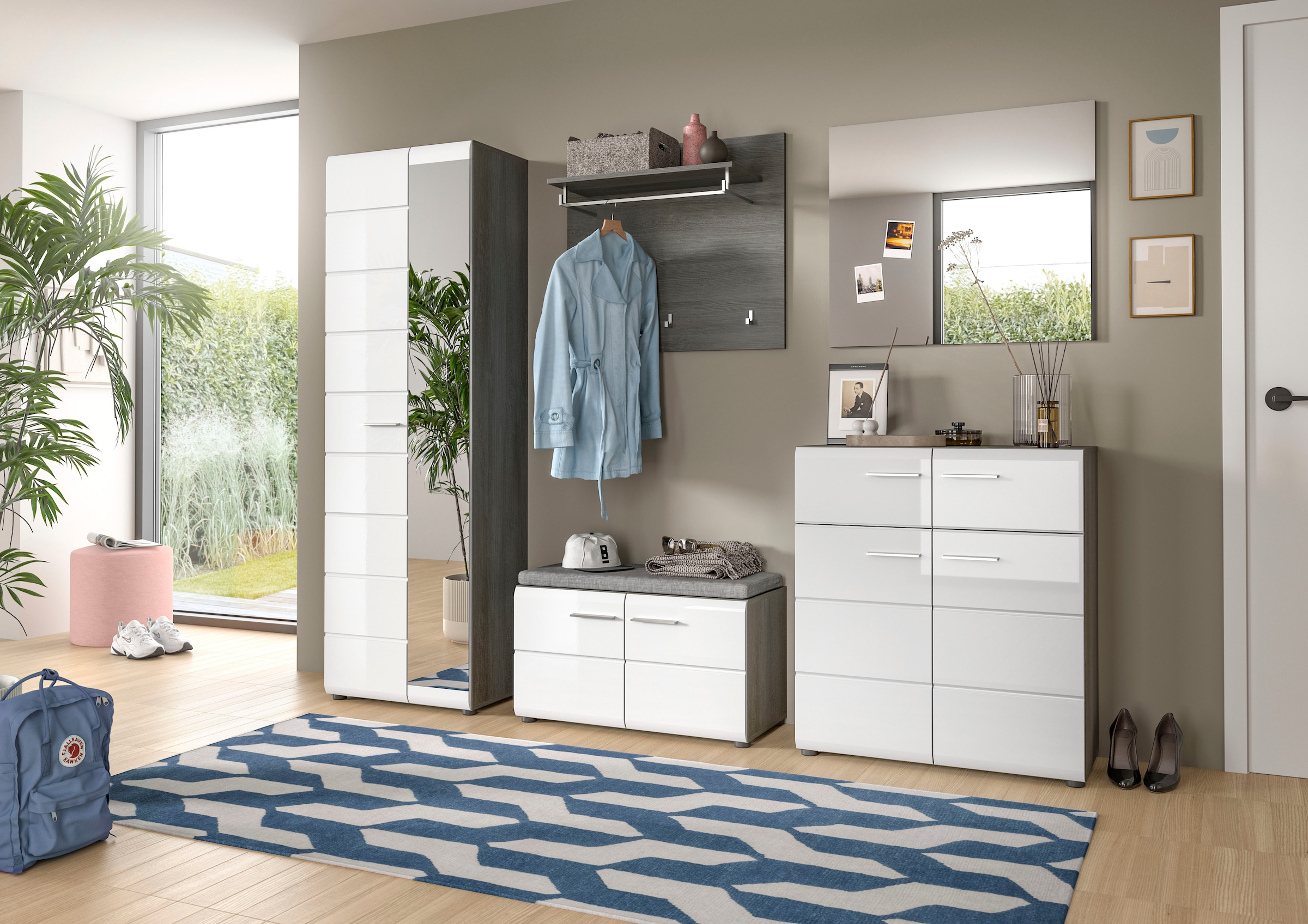 INOSIGN Sitzbank »Rumba, Breite 80cm, Hochglanz Front, 2 Türen, 2 Einlegeböden, 4 Fächer« Schuhbank, Schuhschrank, Flurbank, Flurmöbel