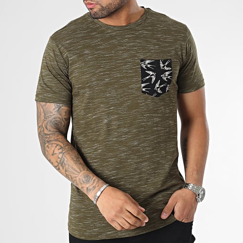 Tee Shirt Poche Blaine 40-042 Vert Kaki Chiné