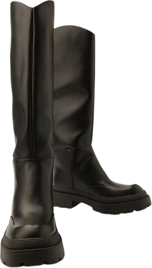 NA-KD Wide Rounded Shaft Boots Black