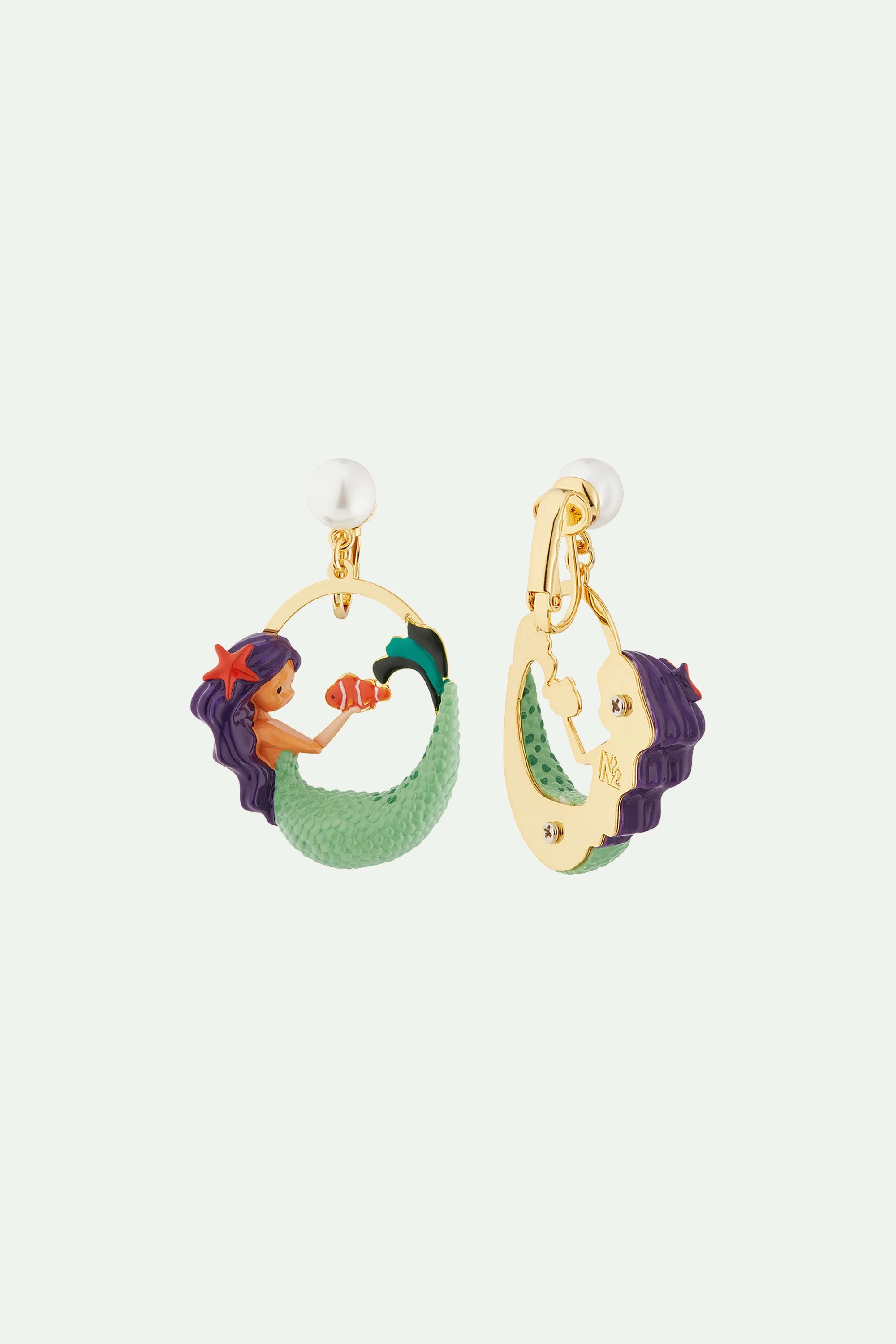 Boucles d'oreilles sirène et perle | Multicolore