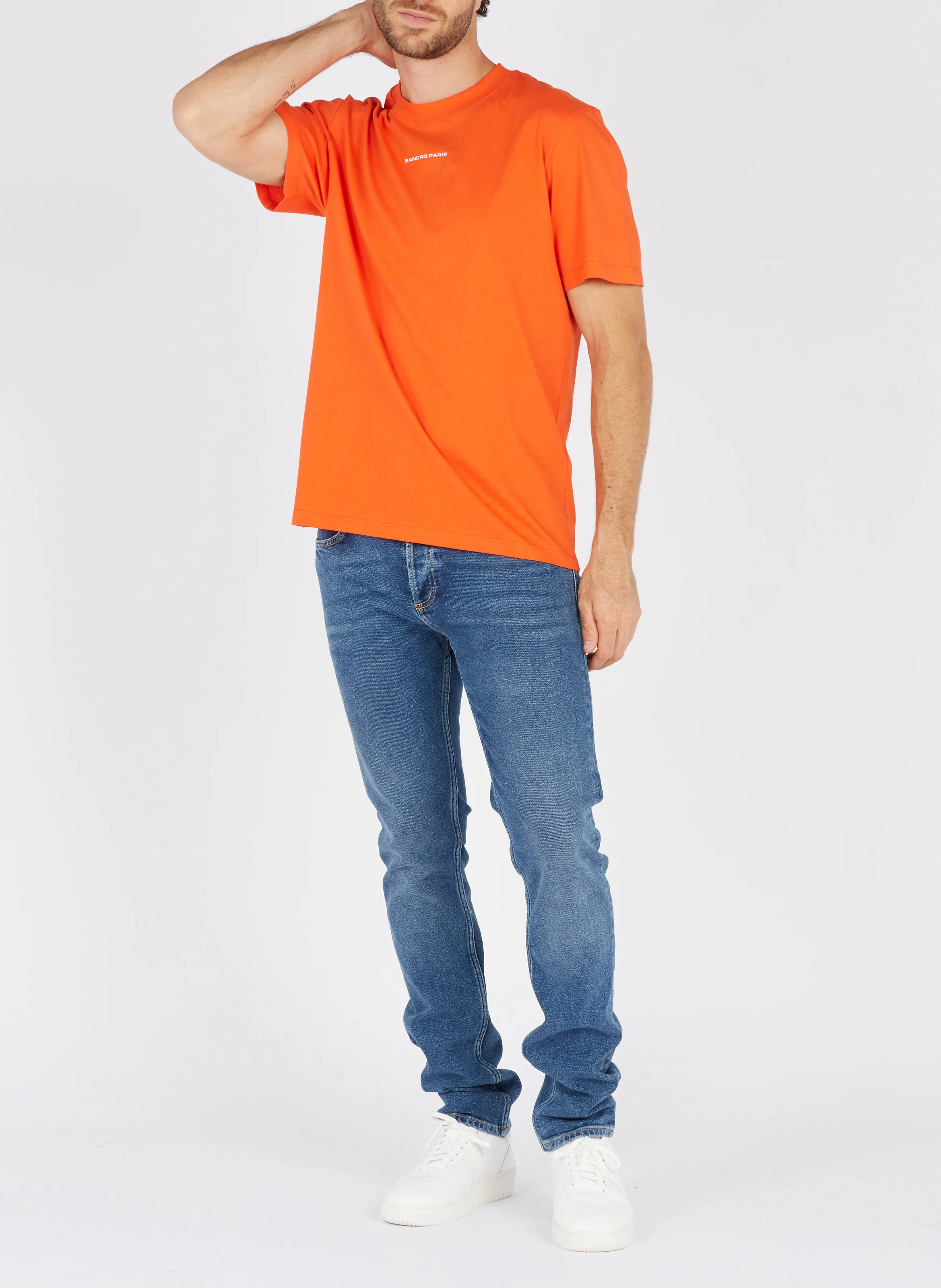 Jean slim taille normale en coton stretch | Bleu