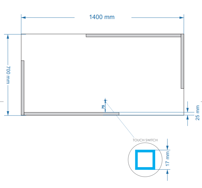 Sanigoods Line spiegel met LED-verlichting en verwarming 140x70cm