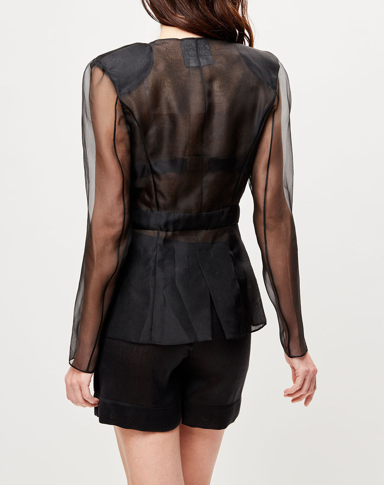 La Perla Veste transparente à épaulettes Esprit d'Atelier 100% Soie noire