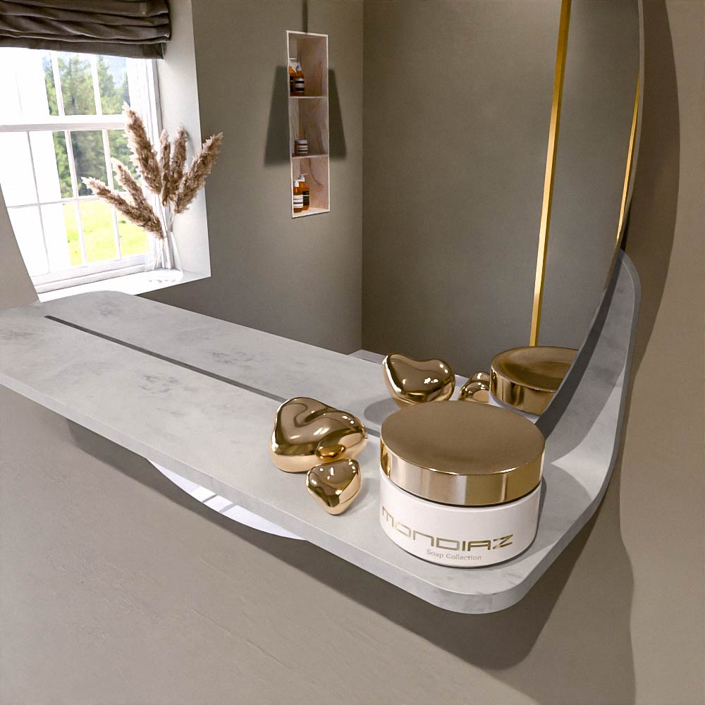 Mondiaz Spot spiegel rond Ø50cm met planchet opalo