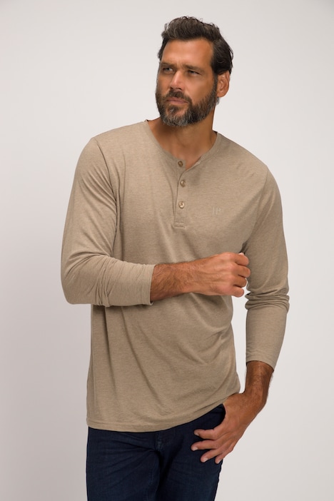 JP 1880 Henley, Basic, Shirt, Langarm, Knopfleiste, bis 8XL