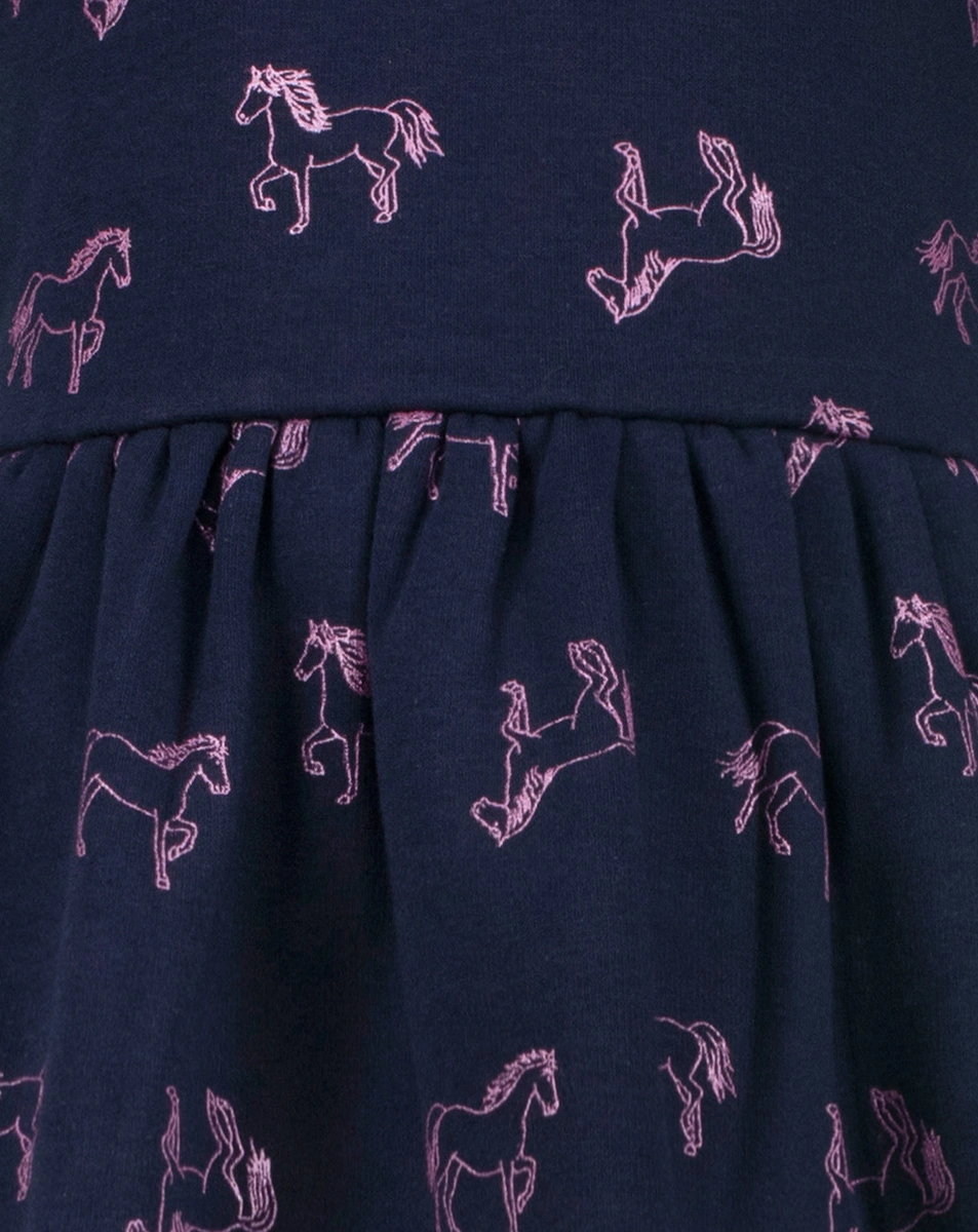 Langarmkleid THERMO - HORSES AOP in navy