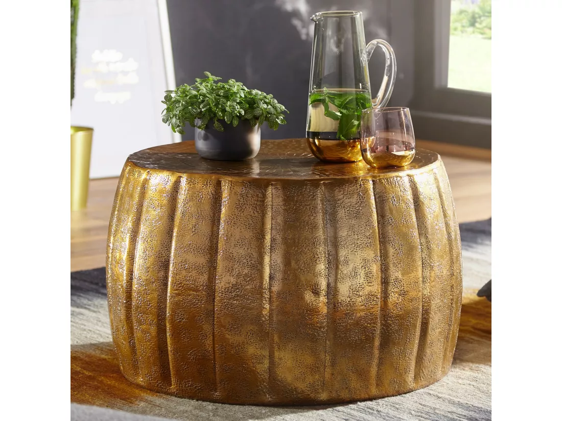 table basse JAMAL 60x36x60 cm aluminium table d'appoint or oriental rond | Table basse plate en métal | Table de salon design moderne | Table basse table basse
