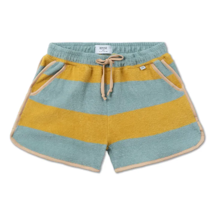 Repose AMS Short Eponge Bio Rayé | Jaune moutarde
