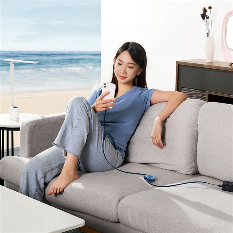 (1.1m) 100W/3.5A 3in1 Bright Mirror 2 Ausziehbares USB C auf USB C / Apple Lightning / Micro USB Ladekabel Datenkabel - Dunkelblau