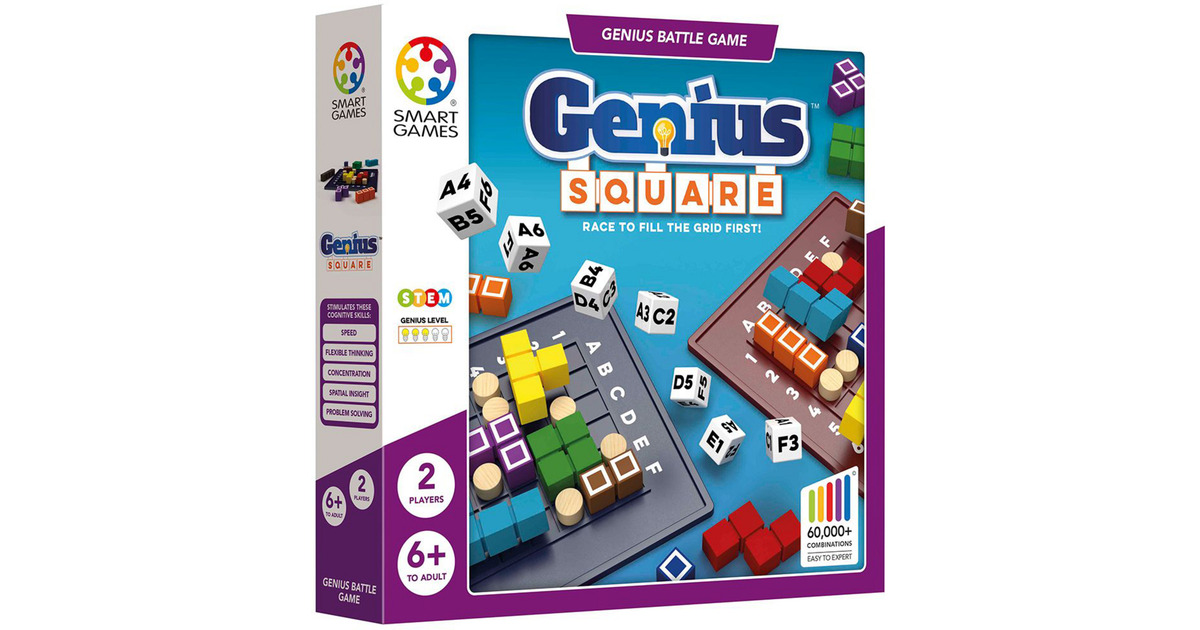 SmartGamesGenius Square + Dice Deduction Bundel Denkspel  (Nederlands, 1 - 2 spelers, Vanaf 6 en 10 jaar, 60 opdrachten)