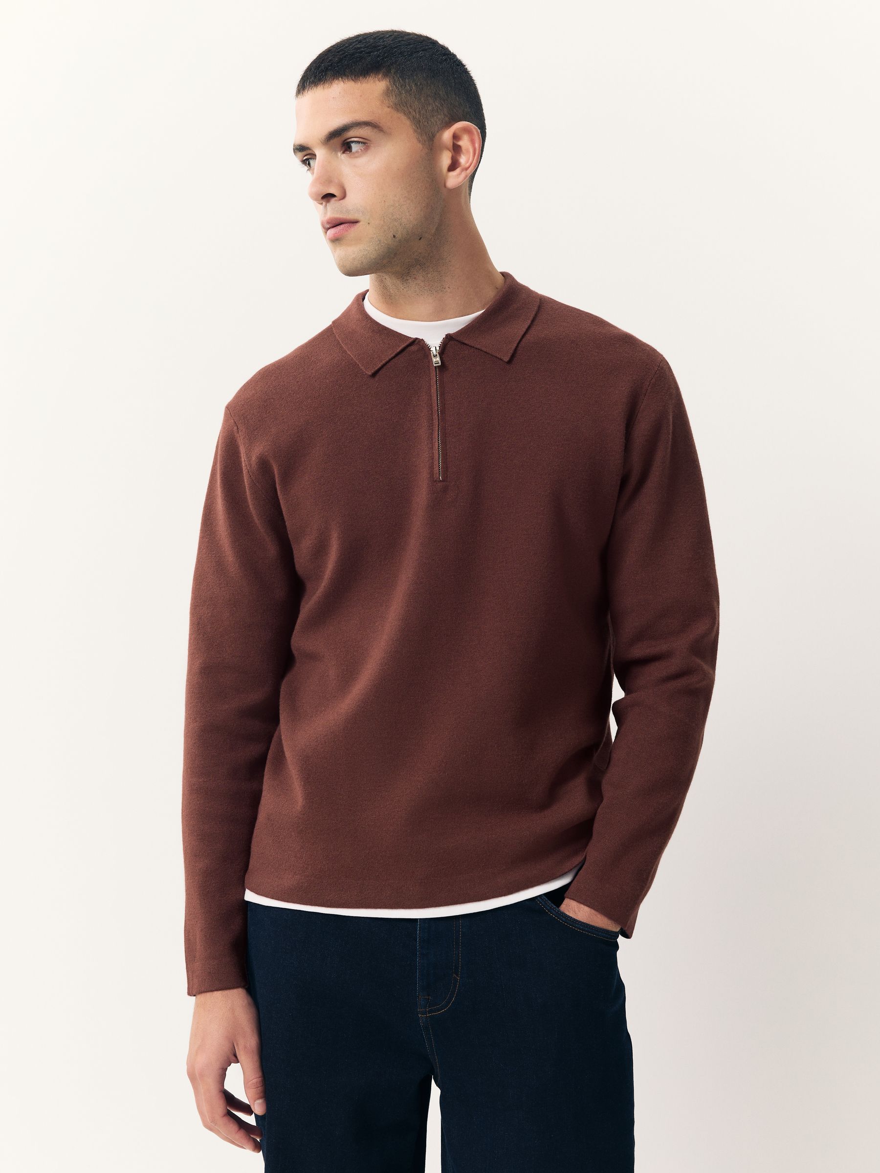 Roestrood - Half met rits - Regular Fit Premium Mid Weight Long Sleeve Knit Polo Shirt