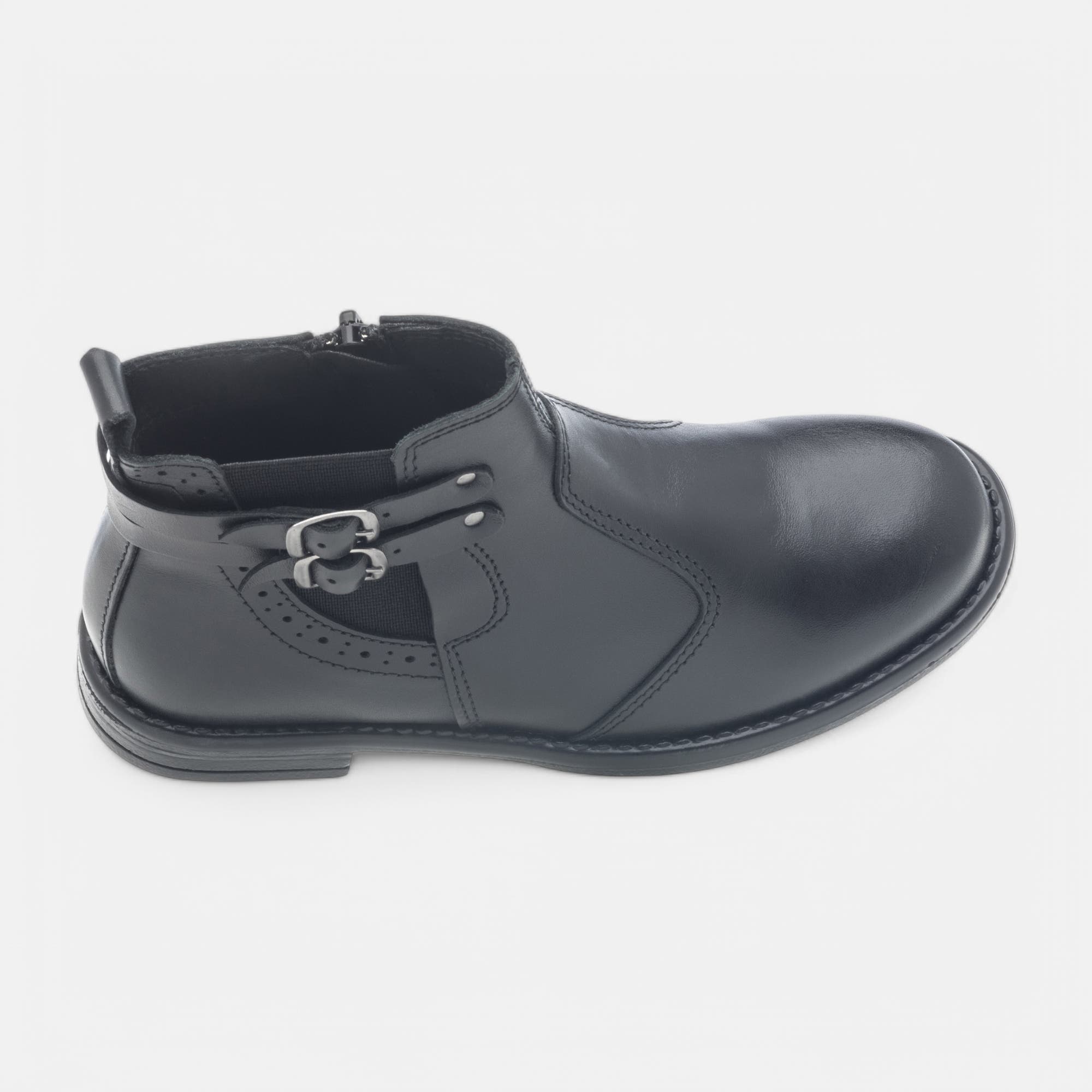 Bottines Fille en cuir noir