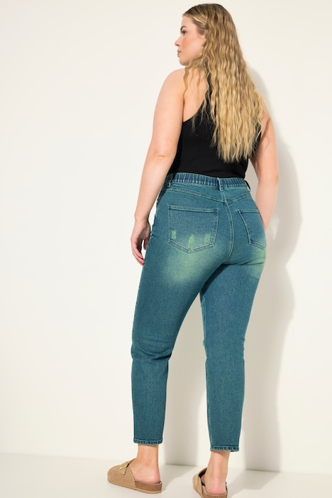 Mom-Jeans, Wide Legs, Neon destroyed, 5-Pocket