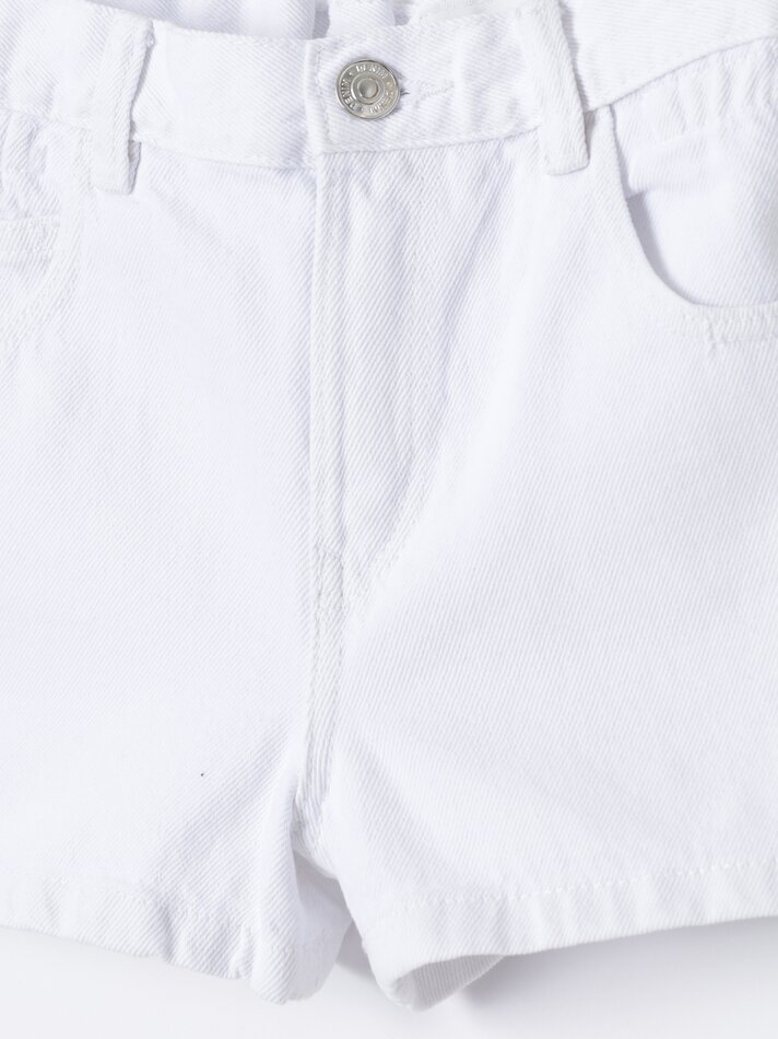 Shorts jeans estilo paperbag - Branco