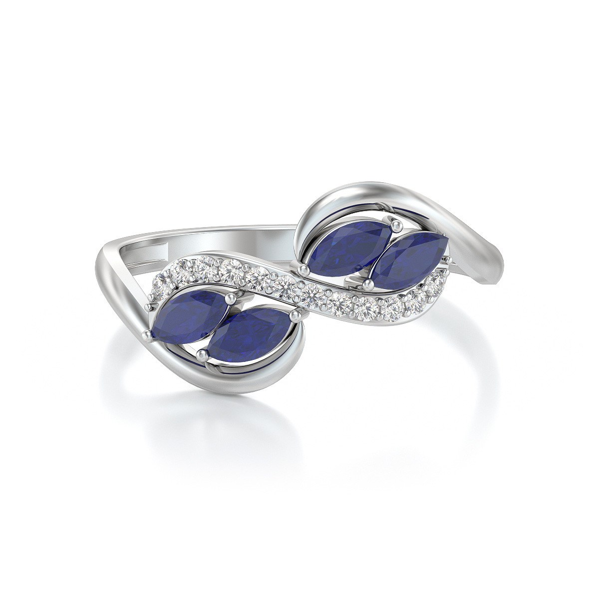 Bague Saphir et diamants sur Argent 925 1.546grs