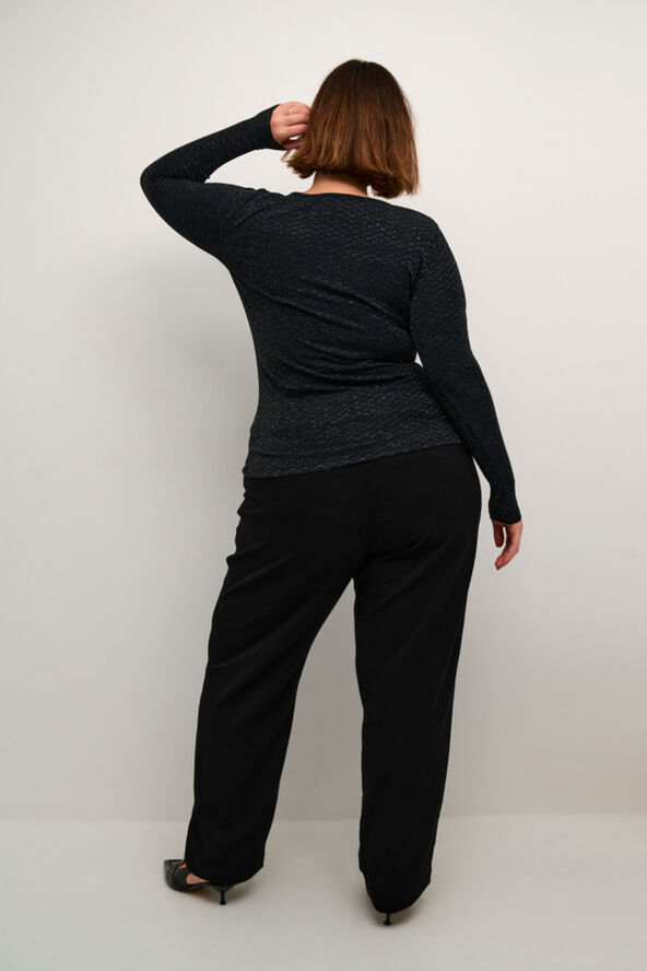 Kaffe Curve KCellia LS T-Shirt Black glitter jersey