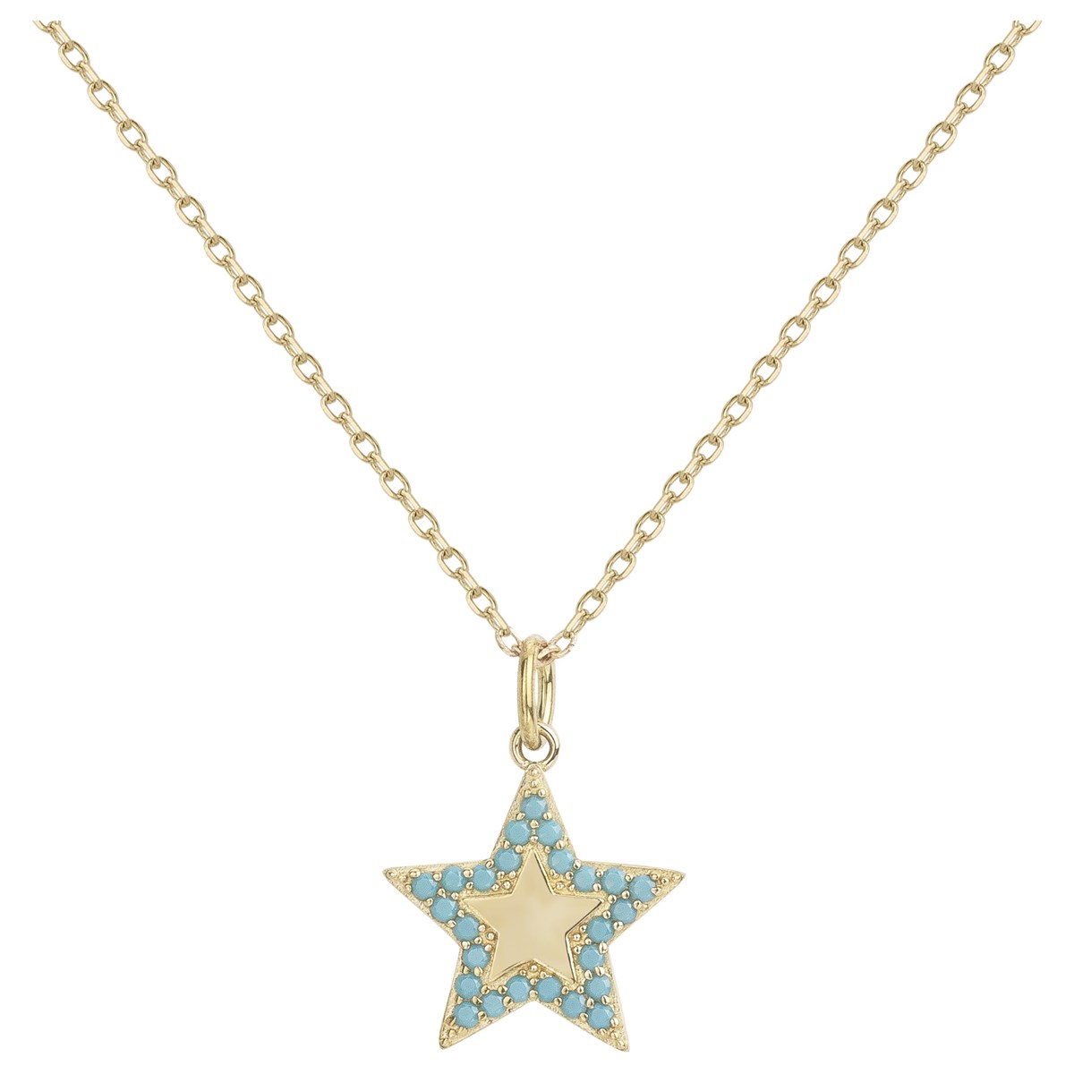 Collier en Plaqué Or avec turquoise