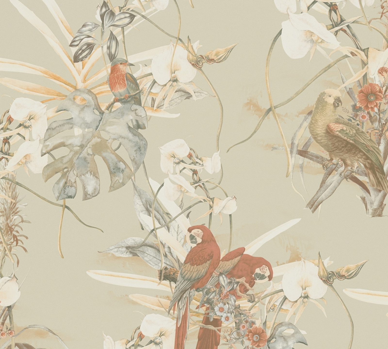 Vliestapete PINTWALLS - Vogel - orange-beige - 10 Meter
