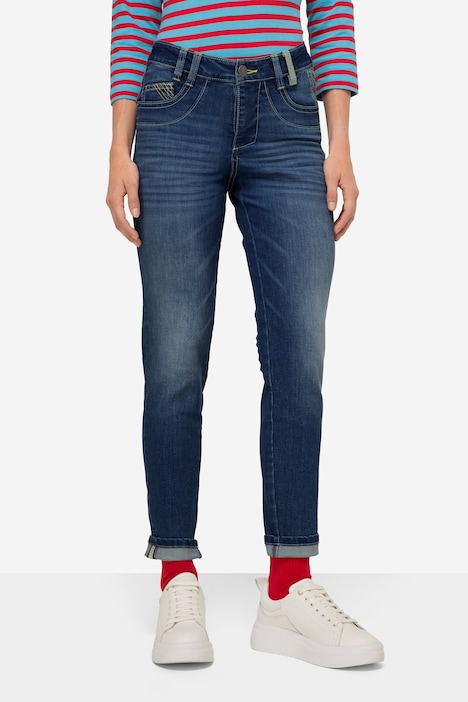 Slim-Jeans, 5-Pocket, Saum mit TurnUp, mit recyceltem Polyester