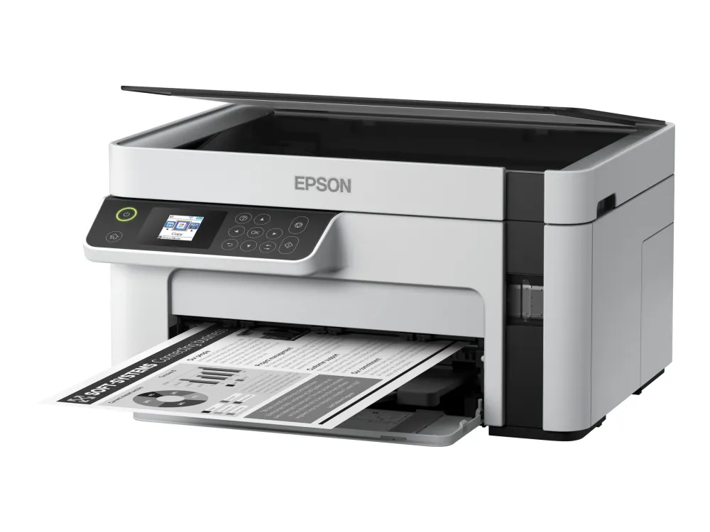 Epson EcoTank ET-M2120 - Multifunktionsprinter - S/H - blækprinter - A4/Legal (medie) - op til 15 spm (udskriver) - 150 ark - USB, Wi-Fi - hvid
