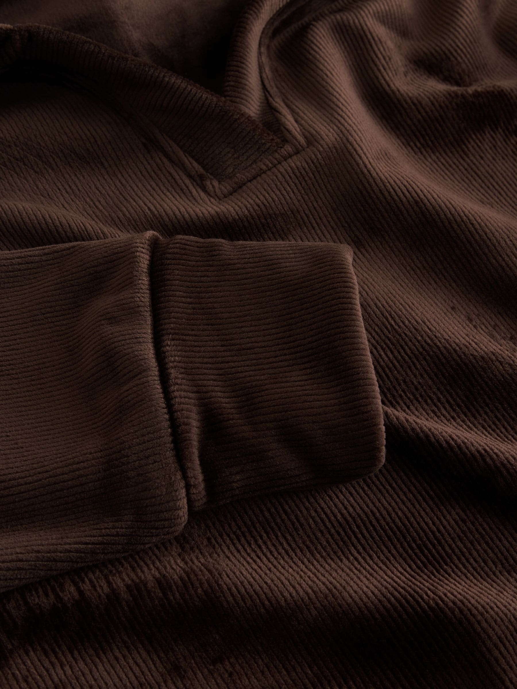 Chocoladebruin - Soft Feel Cord Long Sleeve Hoodie