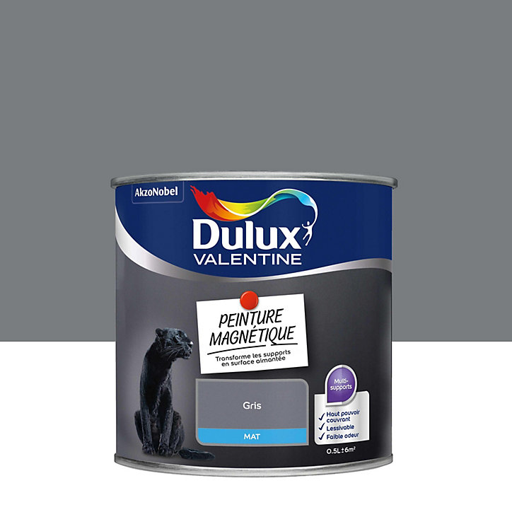 Peinture magnétique Dulux Valentine mat gris 0,5L