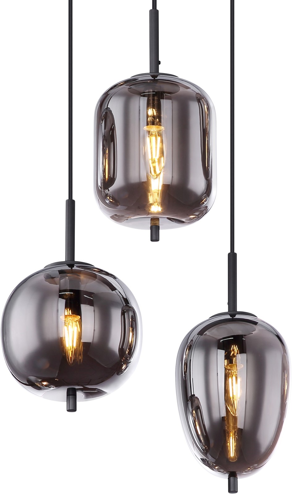 Pendelleuchte - schwarz - Metall-Glas - 80 cm breit