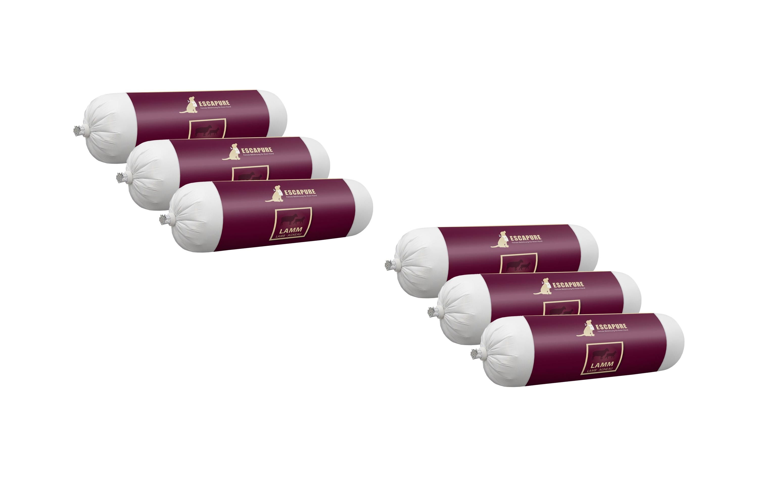 Nassfutter Wurst Lamm, 6 x 400 gAlleinfutter für ausgewachsene Hunde
