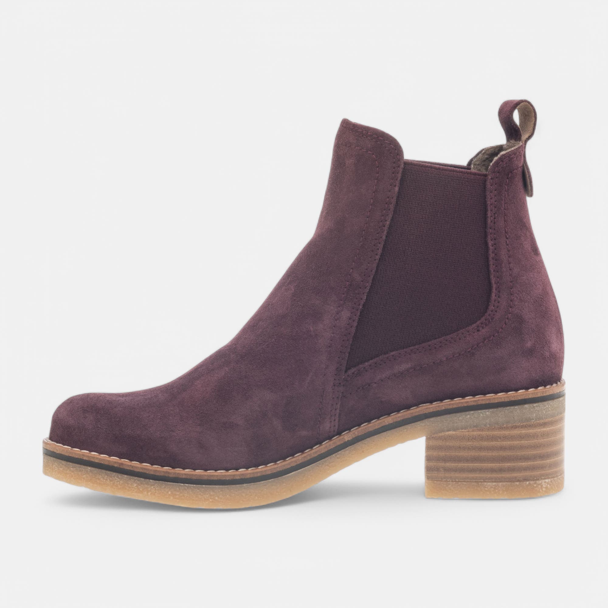 Boots à talon Femme en cuir bordeaux