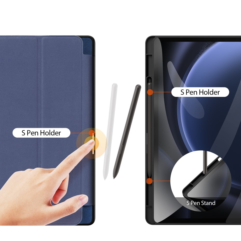 Samsung Galaxy Tab S9 FE  Plus Tasche Smart Cover Hülle Stoff Design mit S-Pen Halterung - Blau