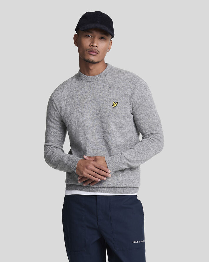 Lyle & Scott Lambswool Blend Crew Neck Jumper T28 mid grey marl