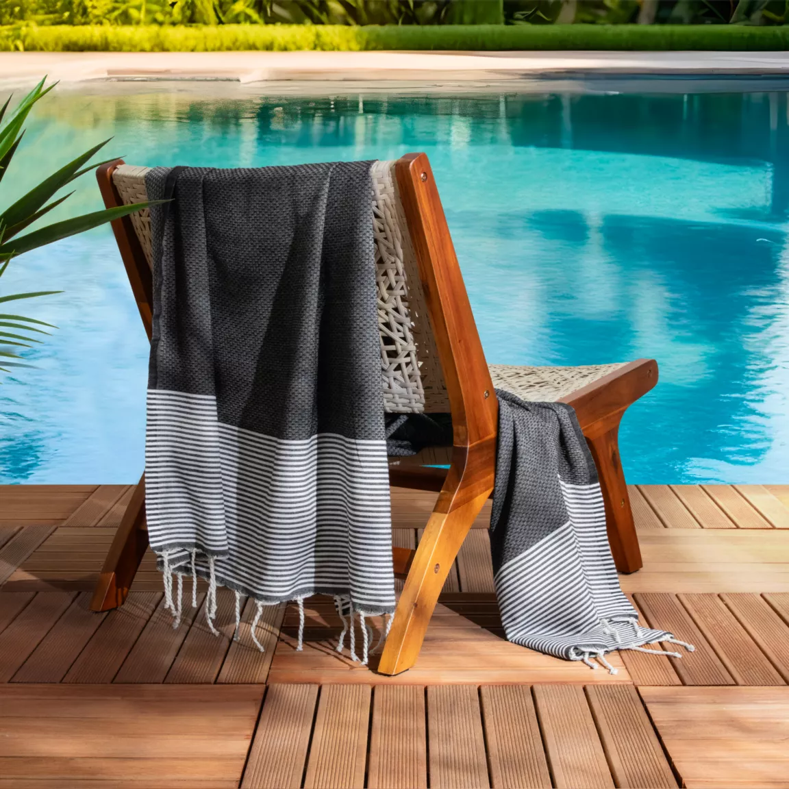 Fouta coton recyclé (100 x 200 cm) Océane Noire