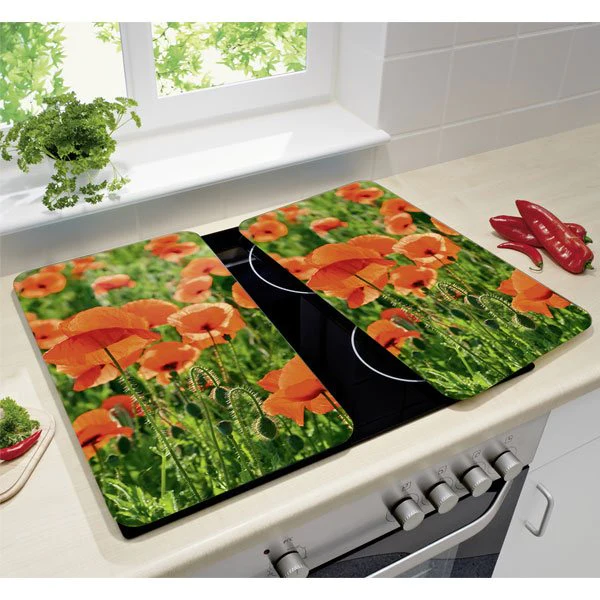 Set 2 couvre-plaques protection motifs Coquelicot Wenko by Maximex