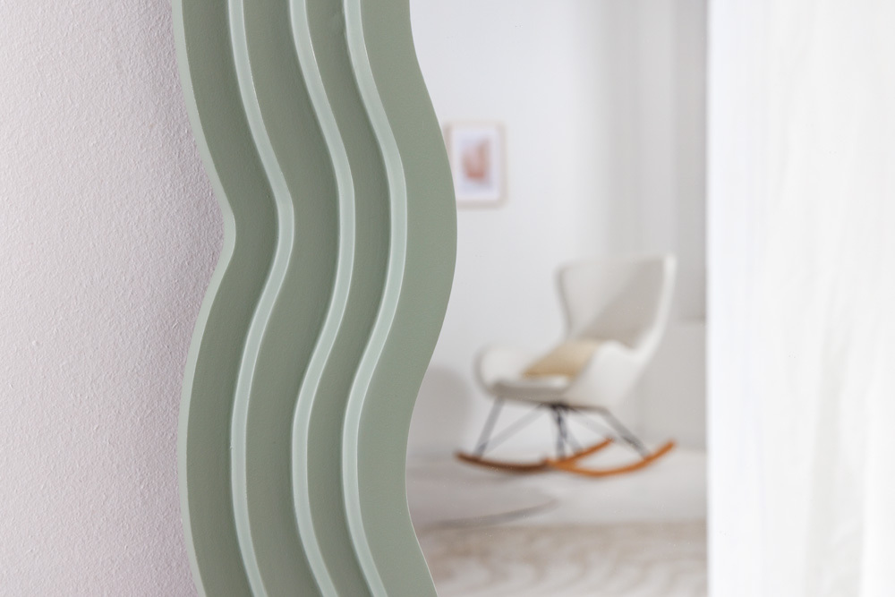Design Wandspiegel WAVE 160cm salbeigrün