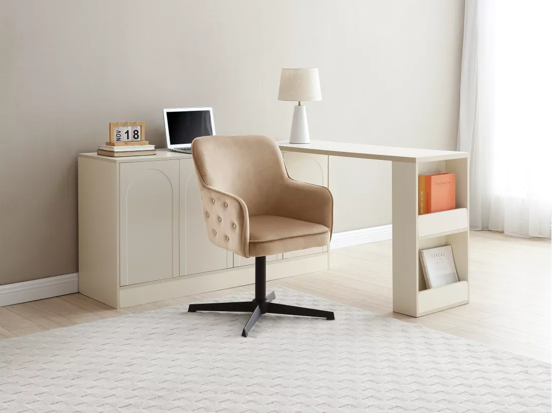 Chaise de bureau - Velours - Beige et noir - CAPULI de Pascal Morabito