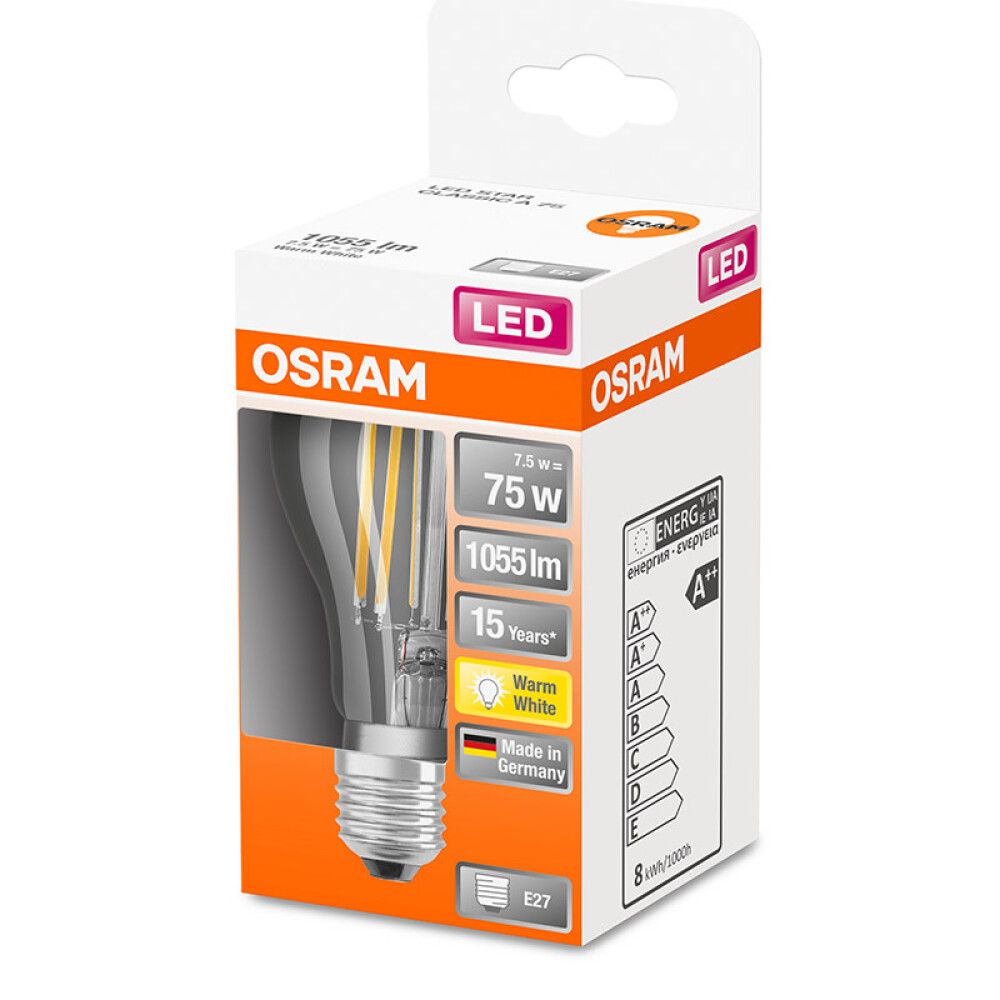 LYSPÆRE OSRAM LED STAR CLASSIC A LED E27 7,5W