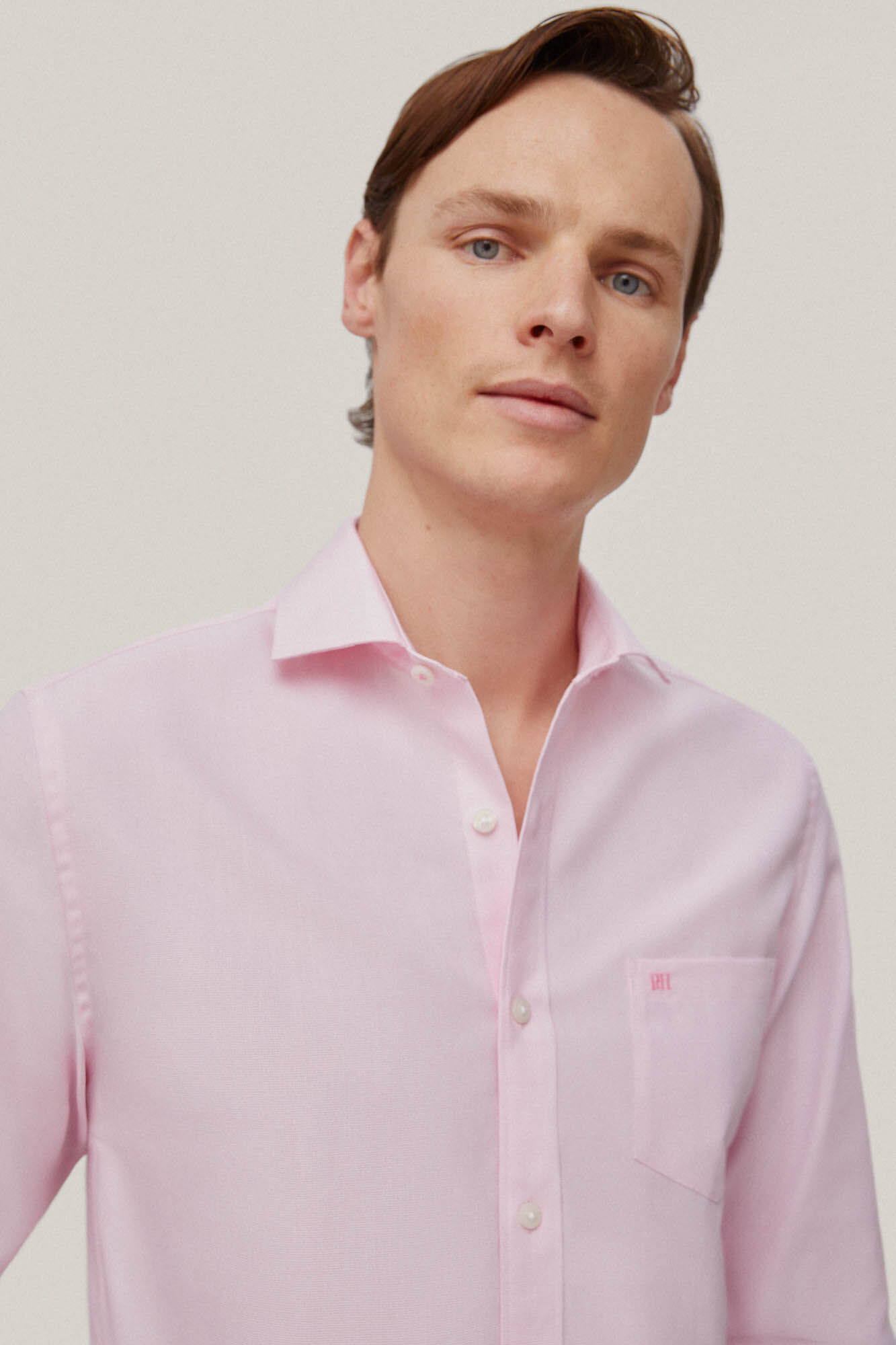 Camisa micro xadrez que não precisa passar - Rosa