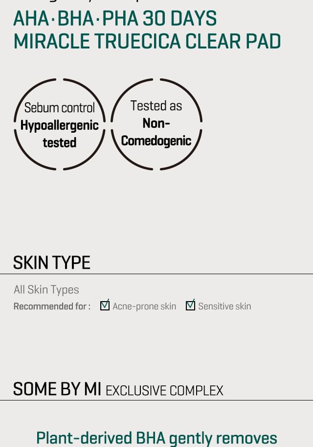 SOME BY MI - AHA, BHA, PHA 30 Days Miracle Truecica Clear Pad