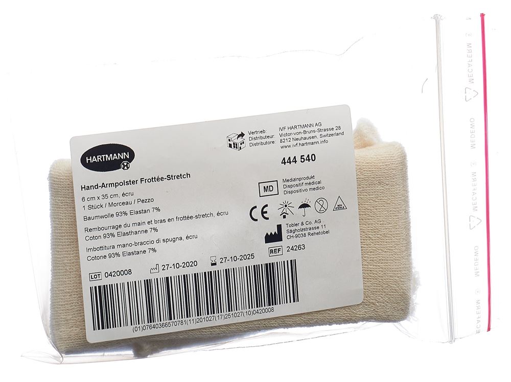 TOBLER Frottée Stretch Polster 6cmx35cm für Hände und Arme Rolle 1 Stk