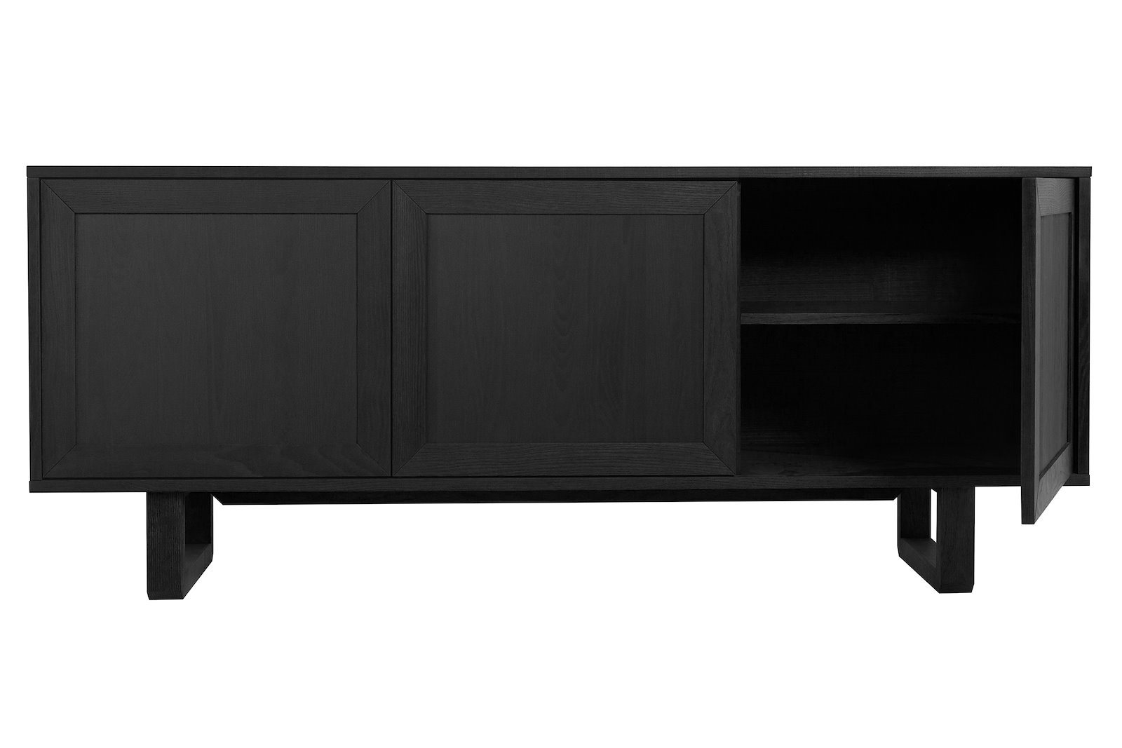 Woodcraft skjenk Sortbeiset heltre ask med 3 dører i tre og heltre ben nummer 6.