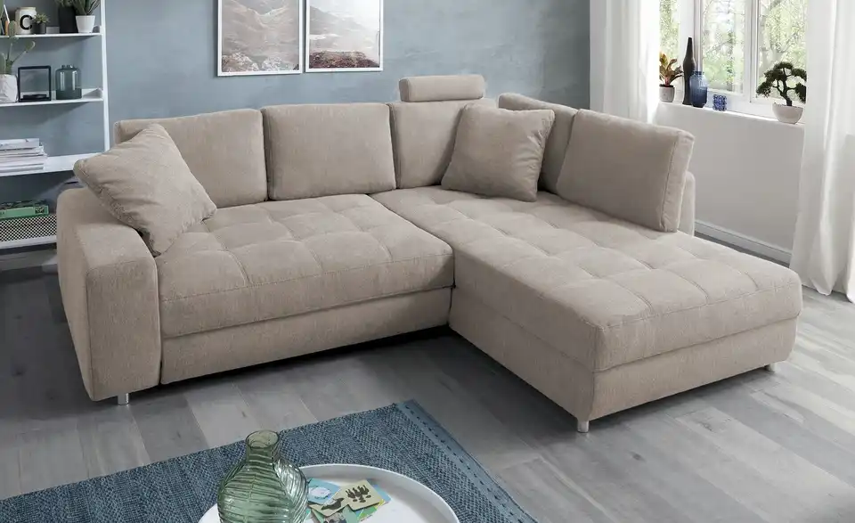 Ecksofa Arissa de Luxe Taupe rechts Webstoff