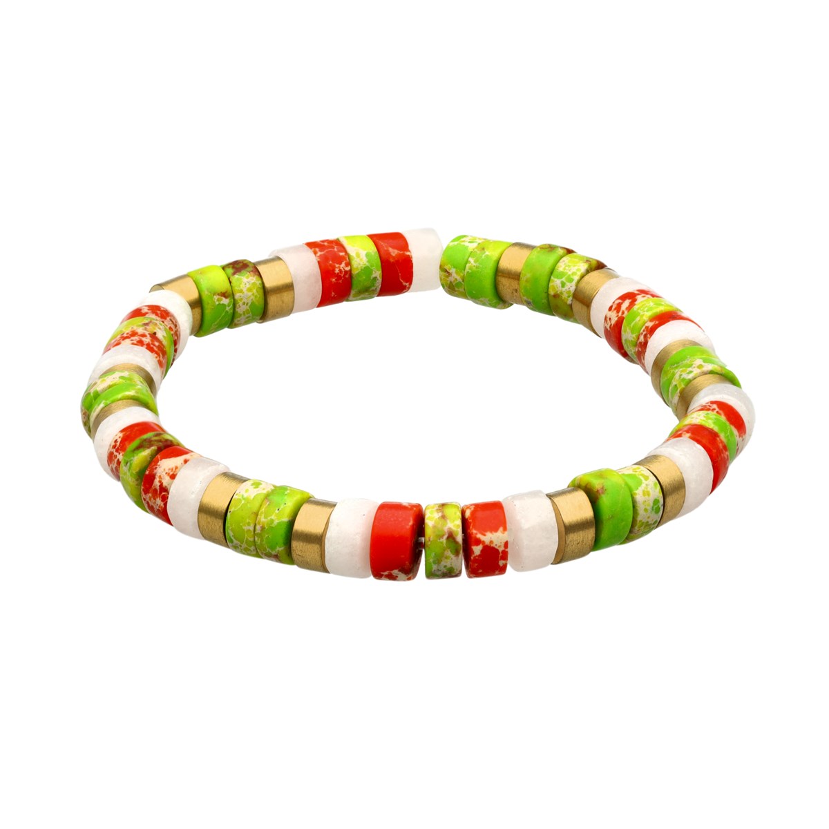Bracelet Perles Heishi Jaspe Gris Vert Impérial-enfant-12cm