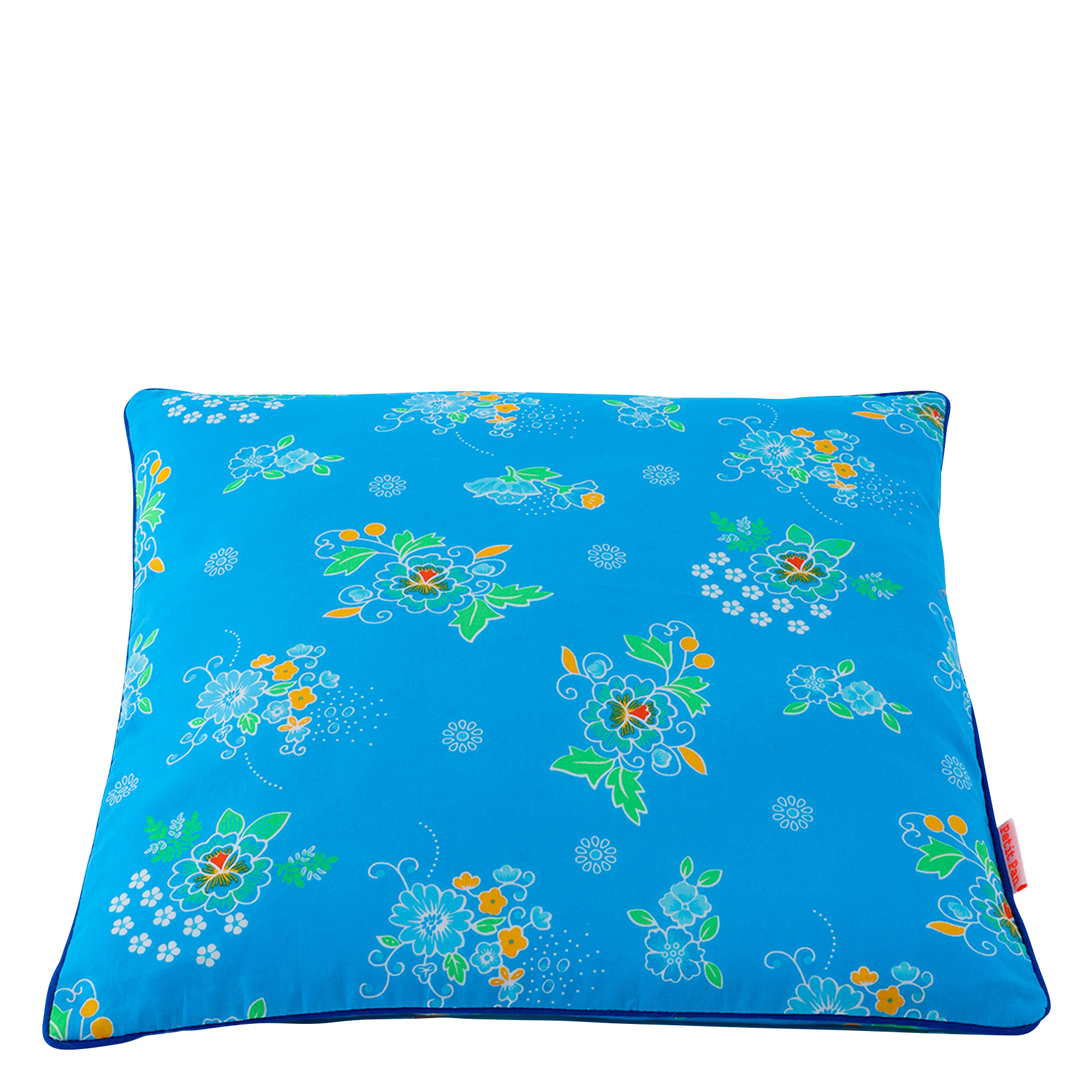 Coussin 45x45 cm imprimé fleuri en coton| Bleu