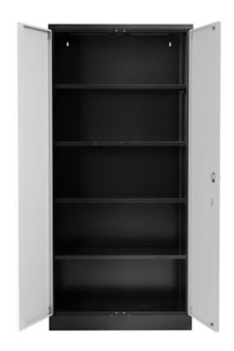 PROREGAL Stalen kast Bee 4 planken HxBxD 195 x 92 x 60 cm Gepoedercoat en versterkt plankmateriaal Zwart en grijs