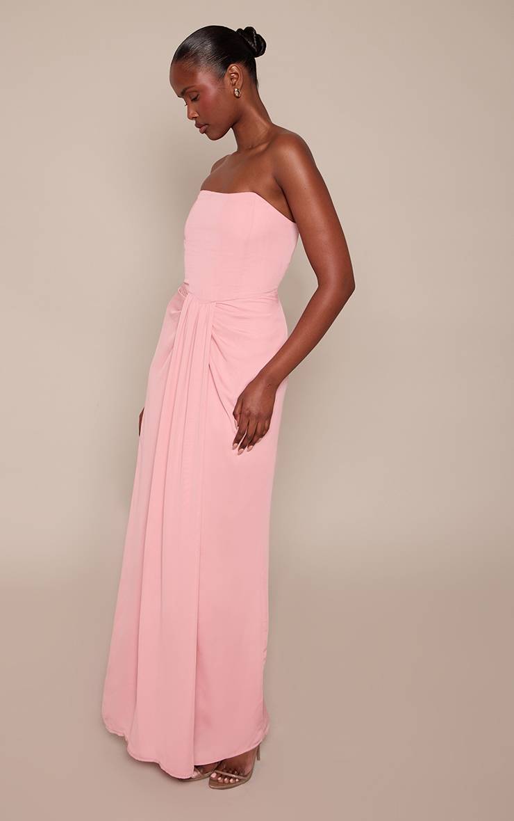 Rose Bébé Robe Maxi Bandeau À Détails Drapés Et Corset