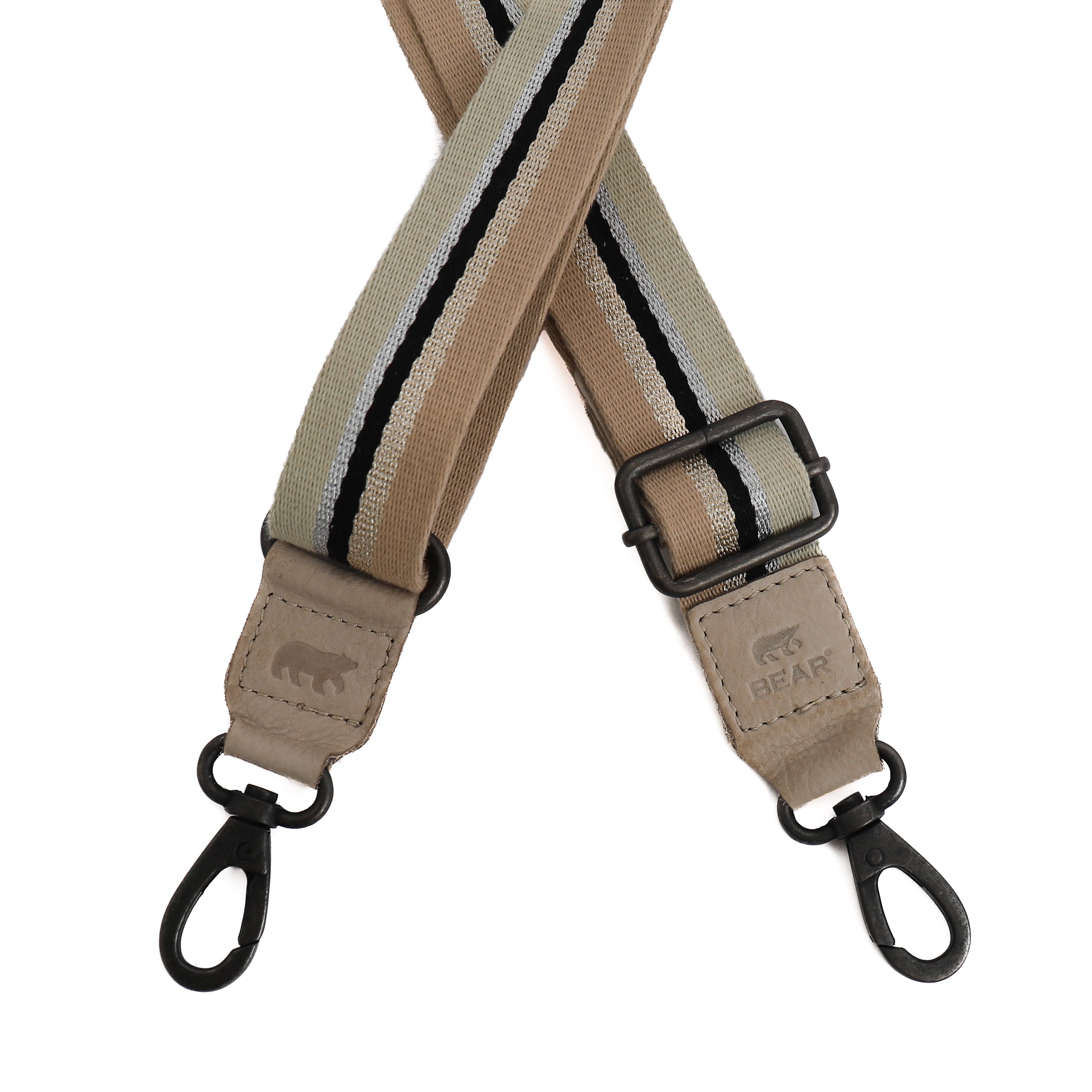 Bag strap 'Stripe' beige/glitter Zwart
