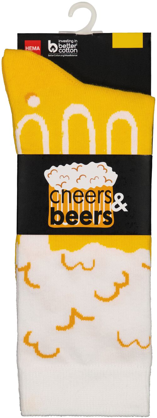 chaussettes avec coton cheers&beers jaune