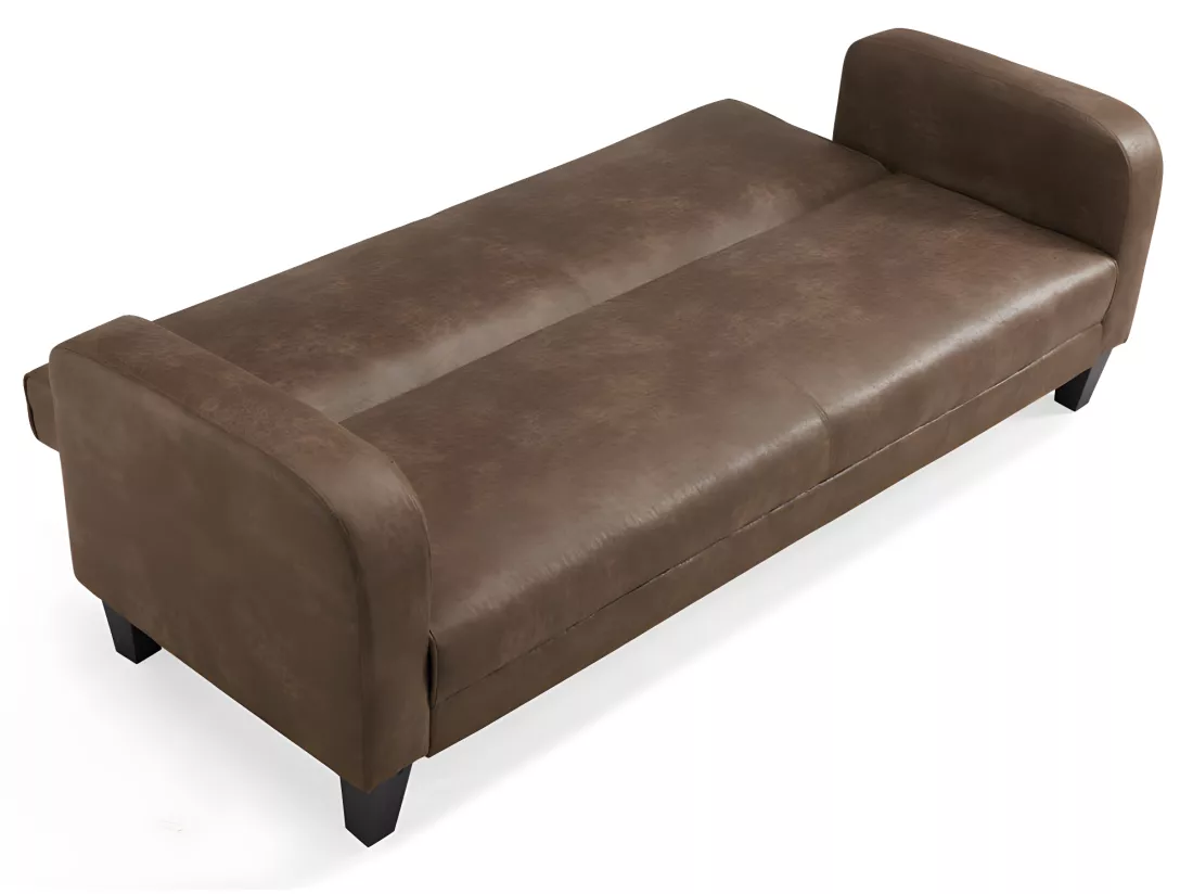 Canapé club 3 places convertible INICIO en microfibre aspect cuir vieilli